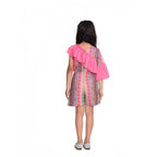 Girl's Cotton &amp; Polyester Printed 3/4th Sleeves Dress (Pink)