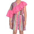 Girl's Cotton &amp; Polyester Printed 3/4th Sleeves Dress (Pink)