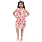 Girl's Chiffon Ruffled Sleeveless Dress (Multicolor)