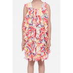 Girl's Chiffon Ruffled Sleeveless Dress (Multicolor)