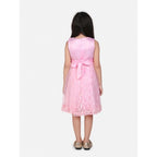 Girl's Net Embroidered Sleeveless Dress (Pink)