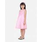 Girl's Net Embroidered Sleeveless Dress (Pink)