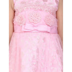 Girl's Net Embroidered Sleeveless Dress (Pink)