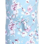 Girl's Polyester Crepe Floral Bell Sleeve Dress (Turquoise Blue)