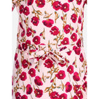 Girl's Polyester Crepe Floral Bell Sleeve Dress (Red-Pink)