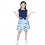 Girl's Denim Polka Sleeveless Dress (Blue)
