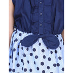 Girl's Denim Polka Sleeveless Dress (Blue)
