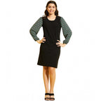 Girl's Polyester Lycra Printed Sleeveless Dress (Green-Black)