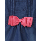 Girl's Denim &amp; Cotton Bow Sleeveless Dungaree (Pink)