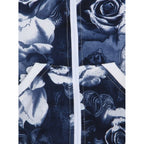 Girl's Polyester Printed Long Sleeves Bomber Jacket (White-Blue)
