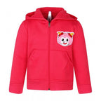 Girl's Fleece Printed Long Sleeves Hoodie Jacket (Magenta)