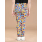 Girl's Cotton Lycra Floral Elasticated Jeggings (Multicolor)