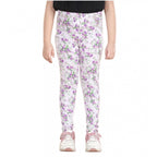 Girl's Cotton Lycra Floral Elasticated Jeggings (Lavender)