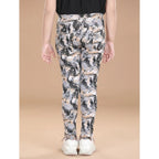 Girl's Cotton Lycra Floral Elasticated Jeggings (Multicolor)
