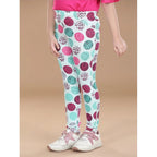 Girl's Cotton Lycra Floral Elasticated Jeggings (Multicolor)