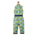 Girl's Cotton Floral Sleeveless Jumpsuit (Yellow)