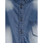 Girl's Denim Embellished Sleeveless Jumpsuit (Blue)