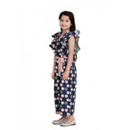 Girl's Rayon Polka Flutter Jumpsuit (Multicolor)