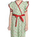 Girl's Rayon Printed Flutter Jumpsuit (Green)