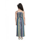 Girl's Rayon Striped Sleeveless Jumpsuit (Blue)