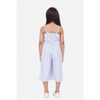 Girl's Polyester Cotton Blend Striped Sleeveless Jumpsuit (Light Blue)