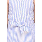 Girl's Polyester Cotton Blend Striped Sleeveless Jumpsuit (Light Blue)