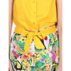 Girl's Rayon Flamingo Print Sleeveless Jumpsuit (Yellow-Multicolor)