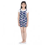Girl's Rayon Polka Sleeveless Jumpsuit (Blue-Pink)