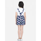 Girl's Rayon Polka Sleeveless Jumpsuit (Blue-Pink)