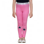 Girl's Cotton Lycra Star Print Elasticated Leggings (Pink)