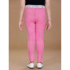 Girl's Cotton Lycra Star Print Elasticated Leggings (Pink)