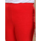 Girl's Cotton Lycra Solid Elasticated Leggings (Red)