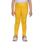 Girl's Cotton Lycra Solid Elasticated Leggings (Yellow)