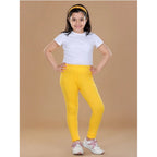 Girl's Cotton Lycra Solid Elasticated Leggings (Yellow)