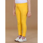 Girl's Cotton Lycra Solid Elasticated Leggings (Yellow)
