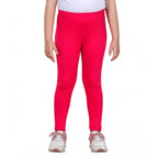 Girl's Cotton Lycra Solid Elasticated Leggings (Dark Pink)