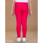 Girl's Cotton Lycra Solid Elasticated Leggings (Dark Pink)