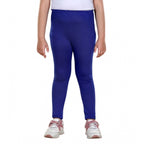 Girl's Cotton Lycra Solid Elasticated Leggings (Blue)