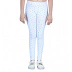 Girl's Cotton Lycra Printed Elasticated Leggings (White)