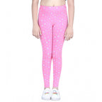 Girl's Cotton Lycra Printed Elasticated Leggings (Pink)