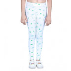 Girl's Cotton Lycra Printed Elasticated Leggings (White)