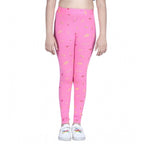 Girl's Cotton Lycra Printed Elasticated Leggings (Pink)