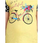 Girl's Cotton Hosiery Printed Night Suit Set (Yellow-Black)