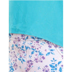 Girl's Cotton Floral Elasticated Jegging and Top Set (Turquoise Blue)