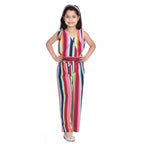 Girl's Polyester Crepe Floral Cold Shoulder Crop Top and Pallazo Set (Multicolor)