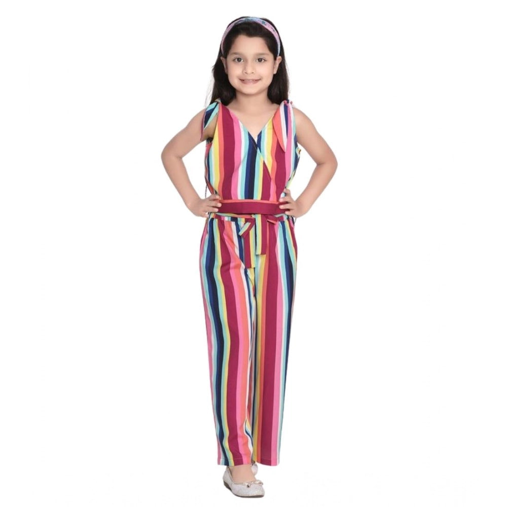 Girl's Polyester Crepe Floral Cold Shoulder Crop Top and Pallazo Set (Multicolor)
