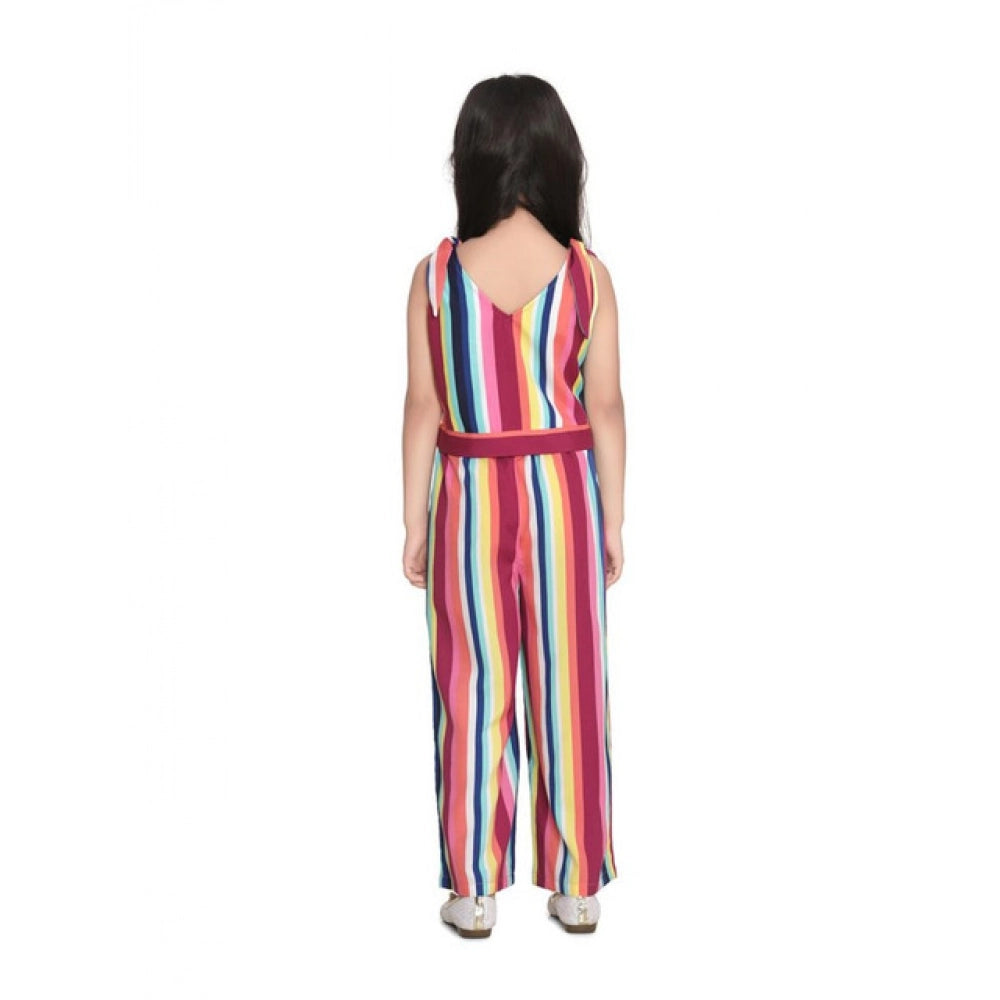 Girl's Polyester Crepe Floral Cold Shoulder Crop Top and Pallazo Set (Multicolor)