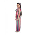 Girl's Polyester Crepe Floral Cold Shoulder Crop Top and Pallazo Set (Multicolor)
