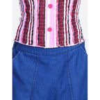 Girl's Rayon Solid Bell Sleeve Top with Culottes (Purple-Blue)