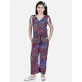 Girl's Polyester Crepe Floral Short Sleeve Set (Multicolor)